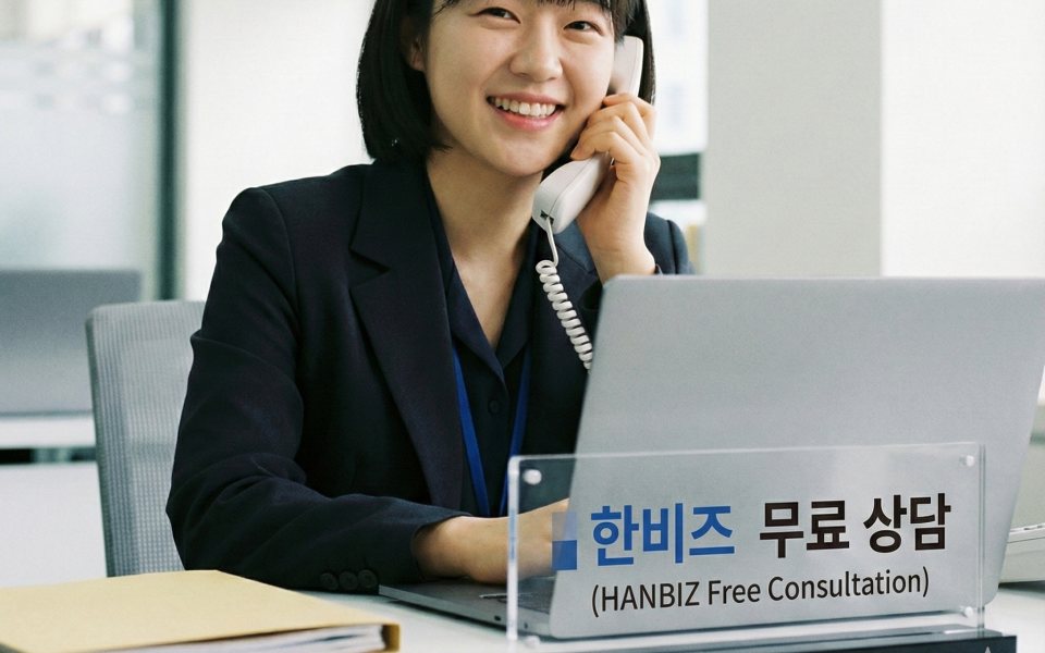 한비즈 무료 상담 — 전화로 상담하는 모습